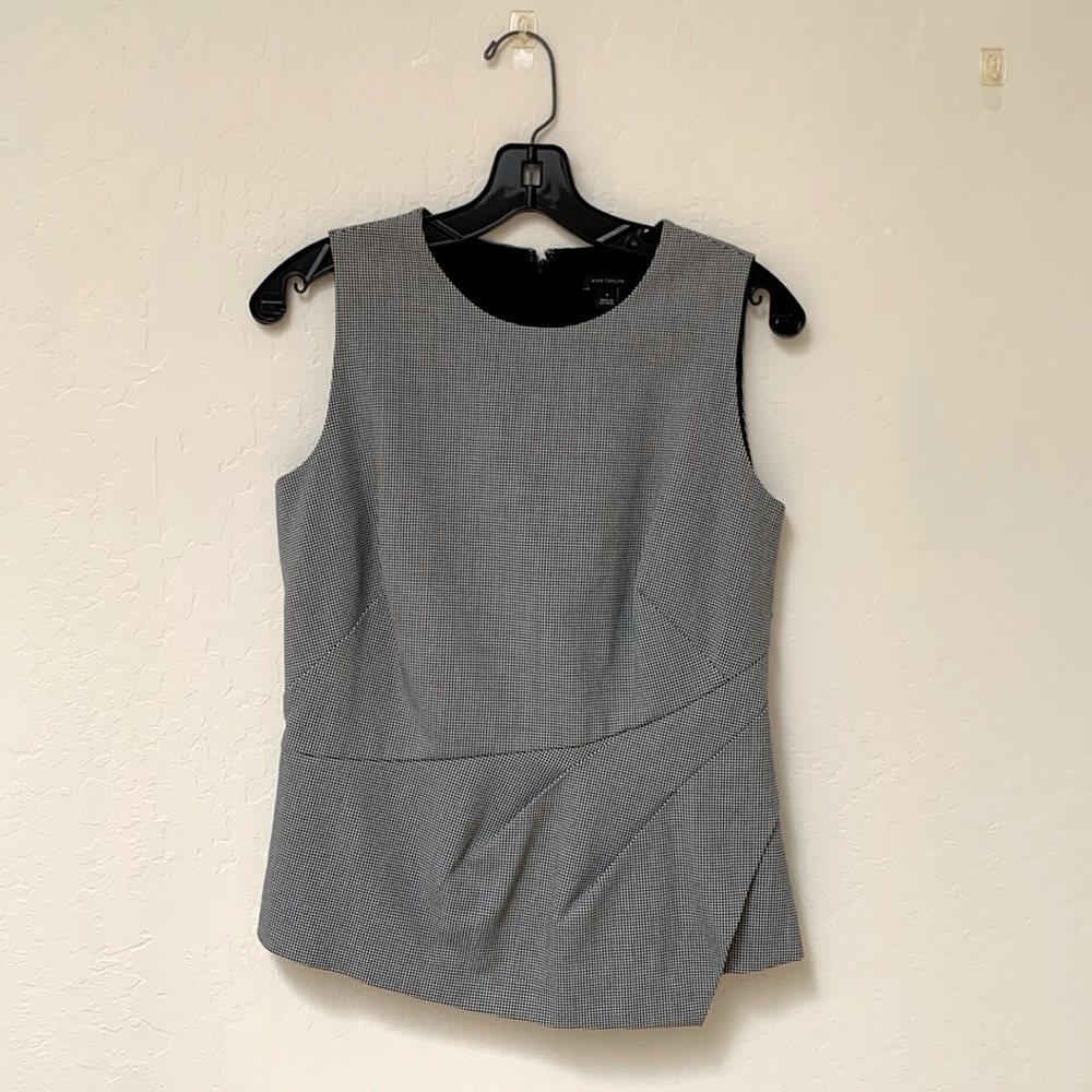 Ann Taylor houndstooth peplum sleeveless blouse